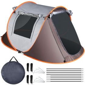 3-4 Person Pop Up Tent Automatic Setup Camping Tent Waterproof Instant Setup Tent with 4 Tent Poles 2 Mosquito Net Windows Carrying Bag for Hikin