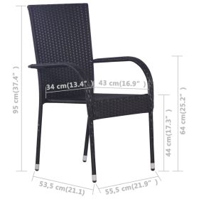 vidaXL Stackable Outdoor Chairs 4 pcs Poly Rattan Black (Option: as picture)