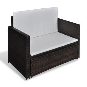 vidaXL Patio Sofa Poly Rattan Brown (Option: as picture)