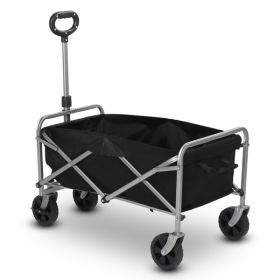 Silver Frame Oxford Cloth Garden Folding Cart (Color: Black)