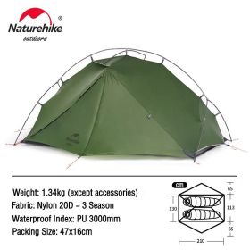 Naturehike Tent VIK Ultralight Camping Tents 1person 2person Cycling Tent Waterproof portable Travel Tent (Color: 2 Person-green-20D)