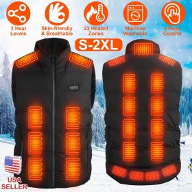 1Pc Heated Vest Men Women Heated Jacket with 23 Heating Zones 3 Heat Levels USB Powered Machine Washable for Winter Hiking Skiing Skating Outdoor (size: M)